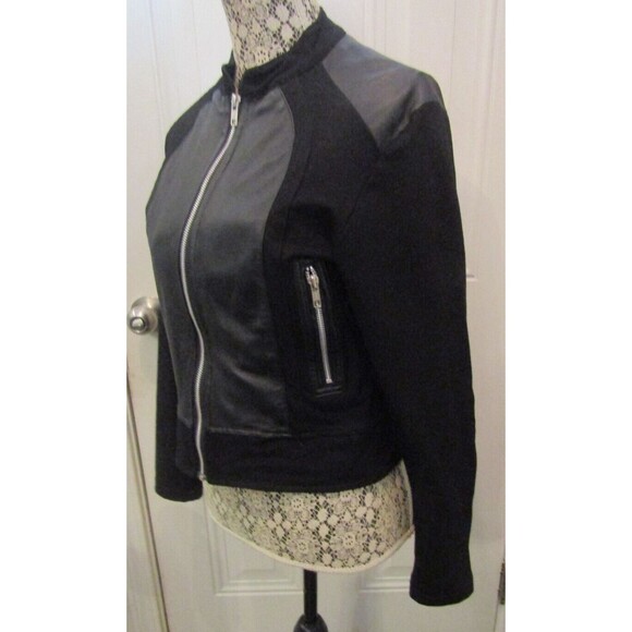 Rock ‘N Karma Moto Jacket NWOT Black Faux Leather Biker Elbow Patches Size M - Picture 3 of 8